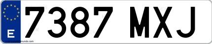 Ejemplo de matrícula española 7387 MXJ