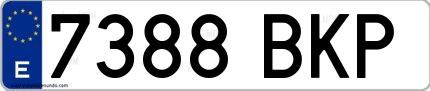 Ejemplo de matrícula española 7388 BKP