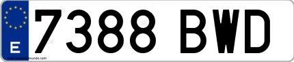 Ejemplo de matrícula española 7388 BWD