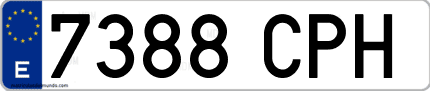 Ejemplo de matrícula de coche ordinaria 7388 CPH