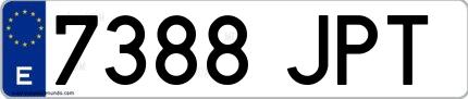Ejemplo de matrícula española 7388 JPT