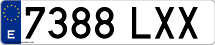 Ejemplo de matrícula de coche ordinaria 7388 LXX