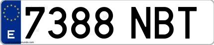 Ejemplo de matrícula española 7388 NBT