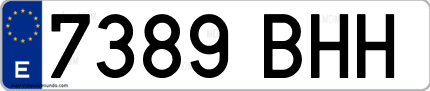 Ejemplo de matrícula de coche ordinaria 7389 BHH