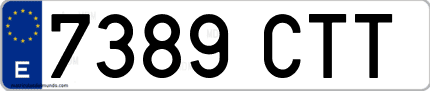 Ejemplo de matrícula de coche ordinaria 7389 CTT