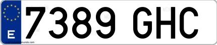 Ejemplo de matrícula española 7389 GHC