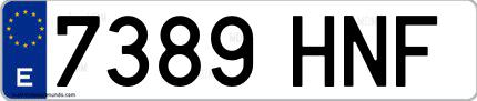 Ejemplo de matrícula española 7389 HNF