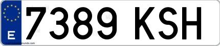 Ejemplo de matrícula española 7389 KSH