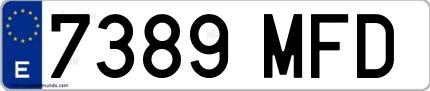 Ejemplo de matrícula española 7389 MFD