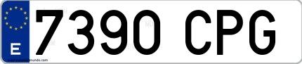 Ejemplo de matrícula española 7390 CPG