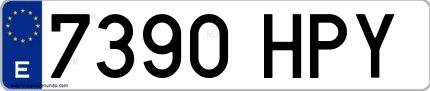 Ejemplo de matrícula española 7390 HPY