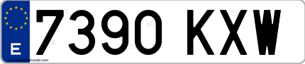 Ejemplo de matrícula de coche ordinaria 7390 KXW