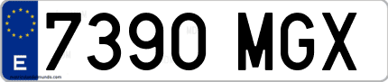 Ejemplo de matrícula de coche ordinaria 7390 MGX