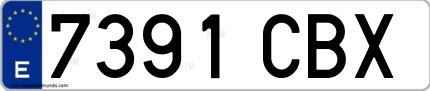 Ejemplo de matrícula española 7391 CBX