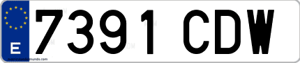Ejemplo de matrícula de coche ordinaria 7391 CDW