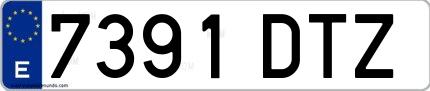Ejemplo de matrícula española 7391 DTZ