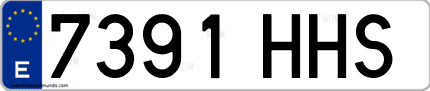 Ejemplo de matrícula de coche ordinaria 7391 HHS