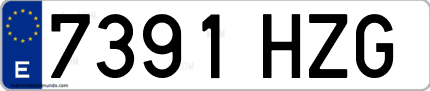 Ejemplo de matrícula de coche ordinaria 7391 HZG
