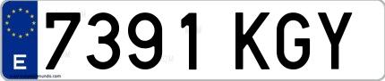 Ejemplo de matrícula española 7391 KGY