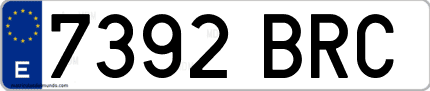 Ejemplo de matrícula de coche ordinaria 7392 BRC