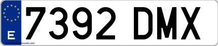 Ejemplo de matrícula de coche ordinaria 7392 DMX