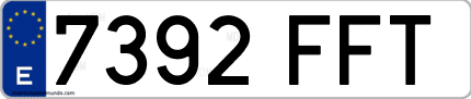 Ejemplo de matrícula de coche ordinaria 7392 FFT