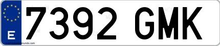 Ejemplo de matrícula española 7392 GMK
