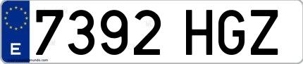 Ejemplo de matrícula española 7392 HGZ