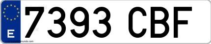 Ejemplo de matrícula española 7393 CBF