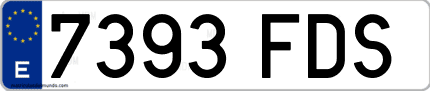 Ejemplo de matrícula de coche ordinaria 7393 FDS