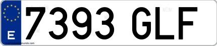 Ejemplo de matrícula española 7393 GLF