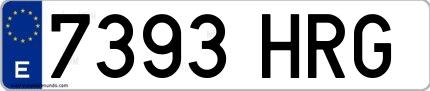 Ejemplo de matrícula de coche ordinaria 7393 HRG
