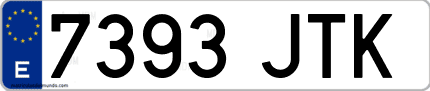 Ejemplo de matrícula de coche ordinaria 7393 JTK