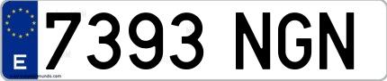 Ejemplo de matrícula española 7393 NGN