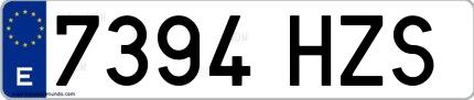 Ejemplo de matrícula española 7394 HZS