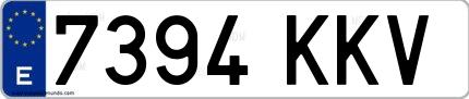 Ejemplo de matrícula española 7394 KKV