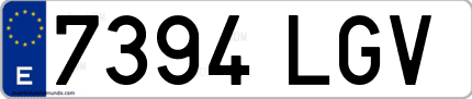 Ejemplo de matrícula de coche ordinaria 7394 LGV