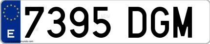 Ejemplo de matrícula española 7395 DGM