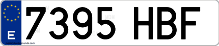 Ejemplo de matrícula de coche ordinaria 7395 HBF