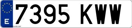 Ejemplo de matrícula española 7395 KWW
