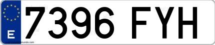 Ejemplo de matrícula española 7396 FYH