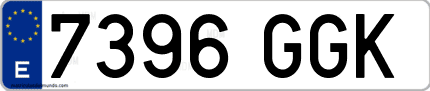 Ejemplo de matrícula de coche ordinaria 7396 GGK