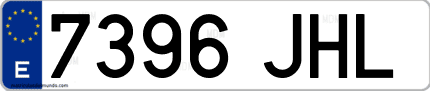 Ejemplo de matrícula de coche ordinaria 7396 JHL