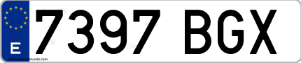 Ejemplo de matrícula de coche ordinaria 7397 BGX