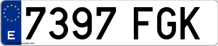Ejemplo de matrícula de coche ordinaria 7397 FGK