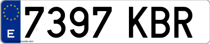 Ejemplo de matrícula de coche ordinaria 7397 KBR