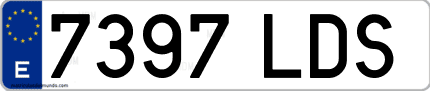 Ejemplo de matrícula de coche ordinaria 7397 LDS