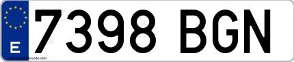 Ejemplo de matrícula española 7398 BGN