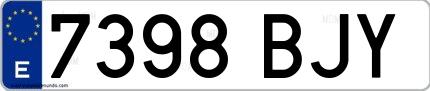 Ejemplo de matrícula española 7398 BJY