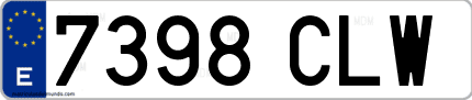 Ejemplo de matrícula de coche ordinaria 7398 CLW
